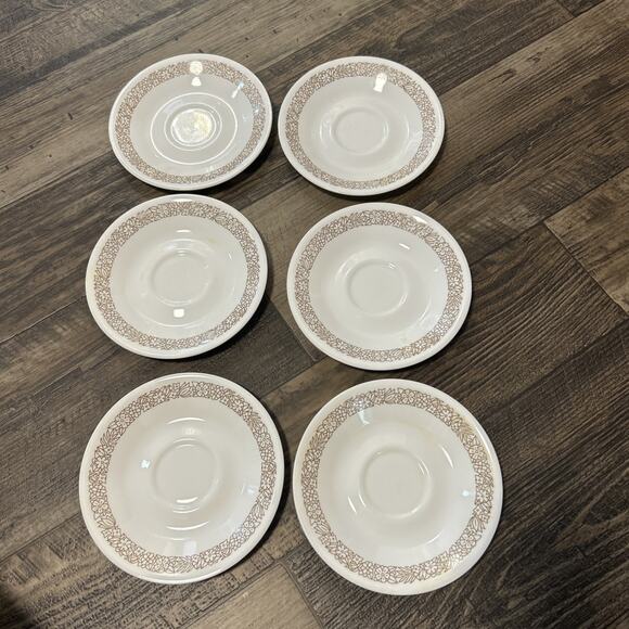 19 pieces Vintage Woodland Mugs Pyrex Corelle Hook Handle Cups Saucers Brown Lot
